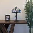 thumbnail image 2 of Pink Blue Stained Glass Table Lamp Hummingbird Flowers for Living Room Bedroom Bedside 12"W*12"D*19"H, 2 of 6