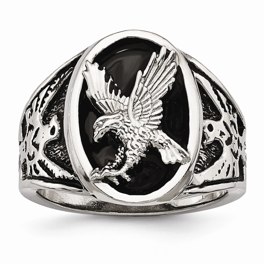 Mia Diamonds Stainless Steel Polished Enameled Eagle Ring Size - 12 ...