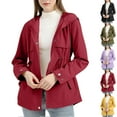 thumbnail image 6 of Pejock Women's Hooded Windbreaker Jacket, Long Sleeve Lightweight Raincoat Trench Coat, Casual Outdoor Sporty Anorak with Pockets for Spring Fall Winter, 6 of 8