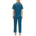 thumbnail image 4 of cfhntfmh Silk Satin Pajamas Set for Women Short Sleeve Loungewear with Long Pants Button down Loungewear Pjs Set, 4 of 4