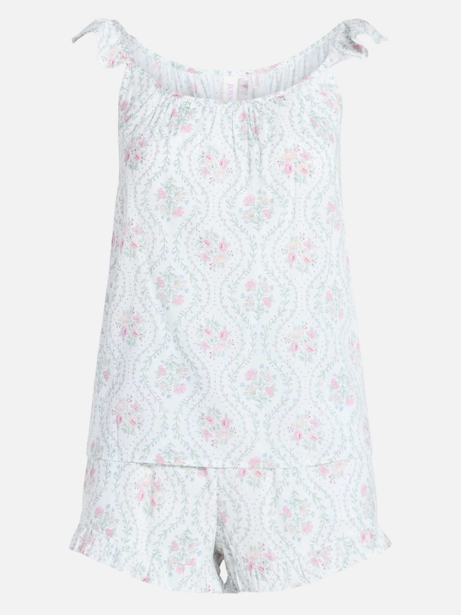 Joyspun Women's Woven Sleep Cami and Shorts Set with Ruffle, 2-Piece, Sizes XS-3X