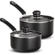 thumbnail image 1 of Juego de cacerolas antiadherentes Utopia Kitchen, ollas con tapa, 1 y 2 cuartos de galón. Ollas pequeñas multiusos para cocinar, antiadherentes con tapa, 1 y 2 cuartos de galón, gris y negro., 1 of 5