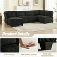 thumbnail image 6 of Villeston U-Shaped Sectional Sofa for Living Room, 4 Seat Sofa Couch with Double Chaise,Black, 6 of 9