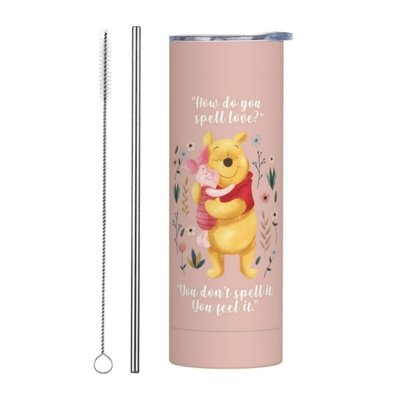 Winnie the Pooh 20 oz Tumbler with Straw, Travel Cup for Car,Stainless Steel Tumblers Keeps Drinks Cold & Hot,Birthday Gifts for Movie Lover