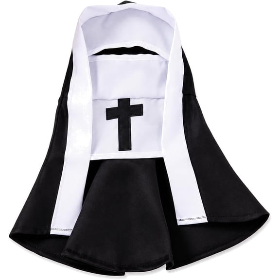 Pet Nun Costume for Cats and Small Dogs, Black and White Hooded Cape Outfit for Halloween, Cosplay, Photos and Costume Parties,L,Black White