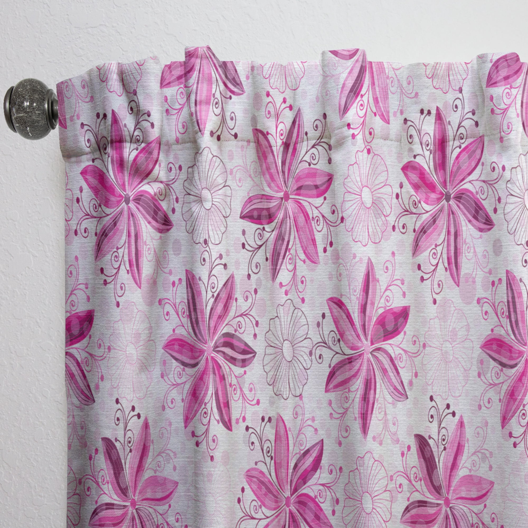 Designart 'Floral Retro Pattern XII' Mid-Century Modern Curtain Panel