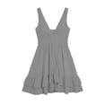 thumbnail image 4 of Women's Deep V Neck Dresses Sleeveless Twist Waist Tiered Ruffle Hem Mini Dress Summer Going Out Party Outfits Gray 3XL, 4 of 6