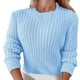 thumbnail image 1 of Suéter grueso suelto de punto Gibobby Manga larga Cuello Redondo informal para Mujer azul S, 1 of 5