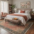 thumbnail image 2 of 5x7 Washable Rugs for Living Room Non Slip Low Pile Lightweight Area Rug, Machine Washable Indoor Throw Rug for Bedroom with Floral Medallion Print Pattern, Dusty Terracotta, 2 of 5
