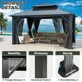 thumbnail image 6 of Howsvn 12 Ft x 14 Ft Outdoor Hardtop Gazebo Heavy Duty Pavilion with Aluminum Frame, Galvanized Steel Double Roof Gazebos with Netting and Curtains for Garden, Patio, Lawns, 6 of 8