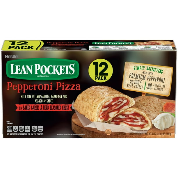 LEAN POCKETS Pepperoni Pizza Frozen Sandwiches 12 ct. Box Frozen Food