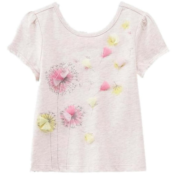 Toughskins Girls Pink Dandelion Flower Shirt Short Sleeved T-Shirt Top S (4)