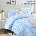 thumbnail image 2 of Pinch Pleated Duvet Set, 500-Thread Count 100% Egyptian Cotton Pin Tuck Pinch Pleated 3pc Duvet Cover Set , Zipper Closure & Corner Ties - Twin/Twin-XL Size ( 68 x 90 ) Inches, (Light Blue), 2 of 5