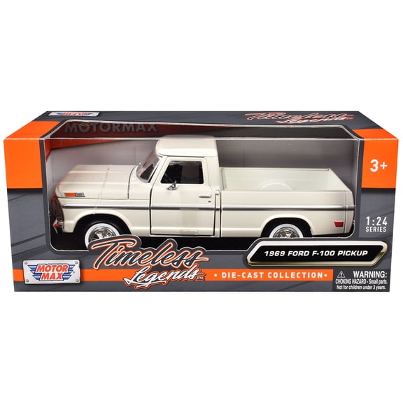 1969 Ford F-100 Pickup Truck Cream "Timeless Legends" Series 1/24 Die Cast Model Car by Motormax