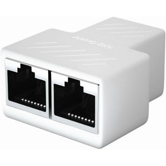 KOMI RJ45 Adaptateur Répartiteur Ethernet, Répartiteur de Câble Ethernet, Tête Traversante/tête en T/une à Deux Rallonges/connexion Tête en T Adaptateur Répartiteur de Réseau (Tête en T Blanc)