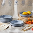 thumbnail image 6 of Vesteel Pasta Bowl Set of 4, 22oz Stoneware Salad Pasta Serving Bowls for Soup Dinner Cereal, Microwave & Dishwasher Safe, Grayish Blue, 6 of 8