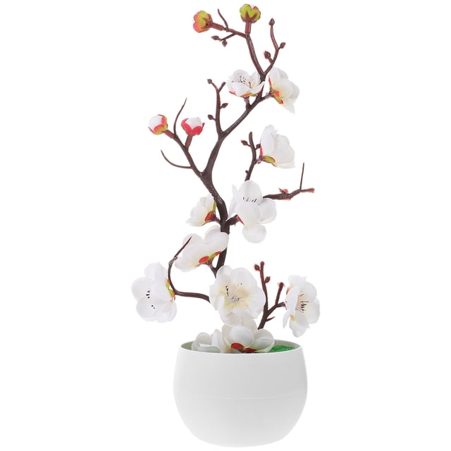 GOOHOCHY Decoración de ciruela artificial Flor realista Bonsái falso Flor de ciruelo falsa Simulación de flor de ciruelo