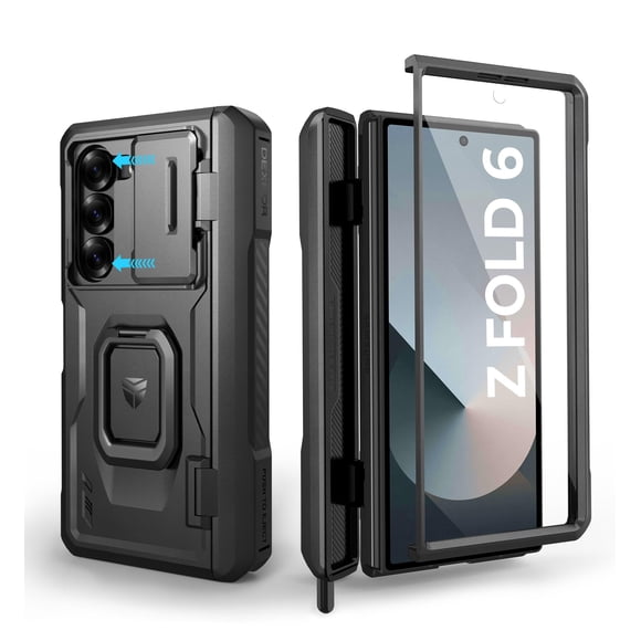 Funda Dexnor para Samsung Galaxy Z Fold 6 con soporte anular, color negro