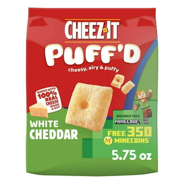Pack of 2 Cheez-It Puff'd White Cheddar Cheesy Baked Snacks, Puffed Snack Crackers, 5.75 oz