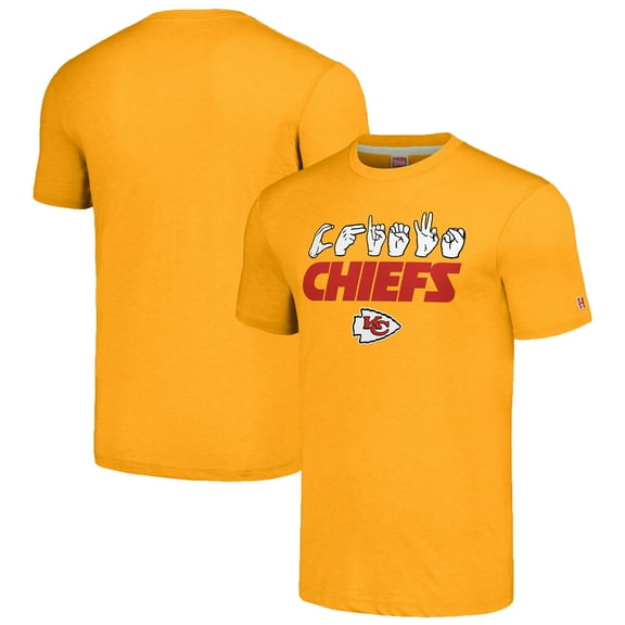 Unisex Homage Gold Kansas City Chiefs The NFL ASL Collection by Love Sign American Sign Language T-Shirt