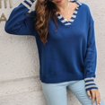 thumbnail image 2 of Vedolay Fall Sweaters Womens Fall Winter Casual Puff Sleeve Crew Neck Loose Soft Pullover Sweater,Blue L, 2 of 4