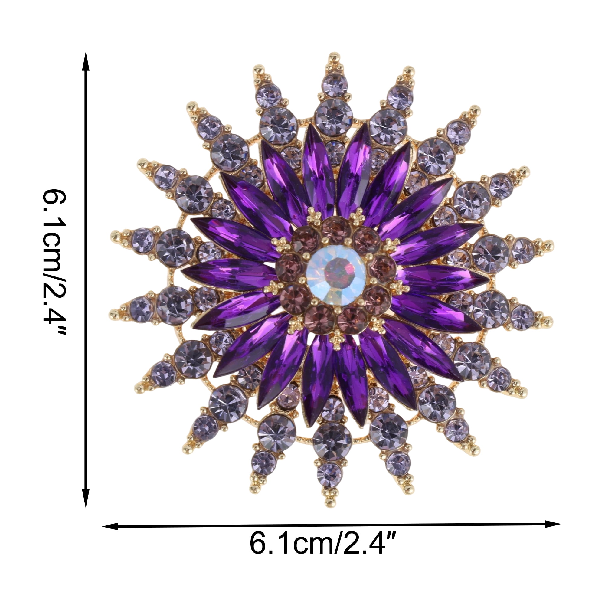 Unique Bargains Sunflower Rhinestone Brooch for Fashionable Accessories and Outfits Purple