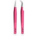 thumbnail image 1 of SIALIT Eyelash Tweezers - for Eyelash Extensions, Pro Level Straight and Curved Tweezers, Set of 2 Pcs, Pink Stainless Steel Tweezers to Boost Your Lash Creativity, 1 of 6