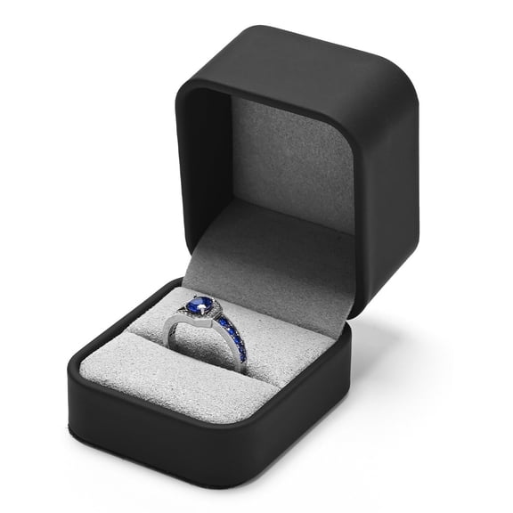 Oirlv 2.08" Black Leather Ring Box, Luxury Jewelry Case with Soft Microfiber Lining for Proposal & Gift