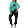 thumbnail image 2 of Riforla Women's Casual Sportswear Set Heartbeat Frequency Print Hoodie Tracksuit Fashionable Clothing 2 Piece Sets Women Outfit Green L, 2 of 4