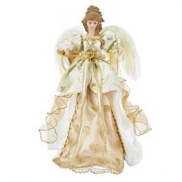 Kurt Adler 17-Inch Ivory and Gold Angel Treetop