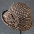 thumbnail image 3 of YooGuoGuo Women's Vintage Tweed Bownot Cloche Hats Classic 1920s Party Felt Bowler Hats Casual Roll Hem Derby Caps, 3 of 3