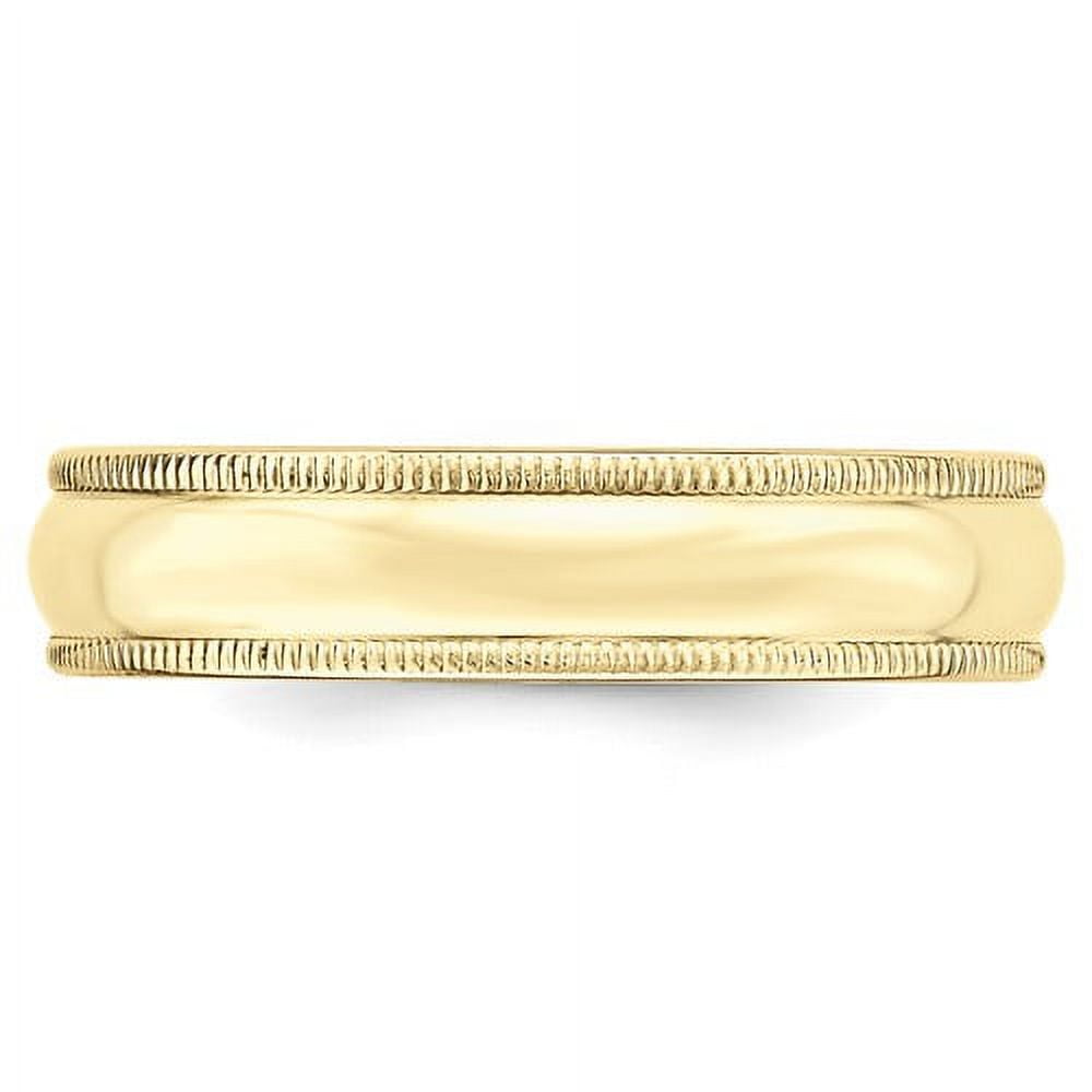 Primal Gold 10 Karat Yellow Gold 5mm Milgrain Half Round Band Size 6.5