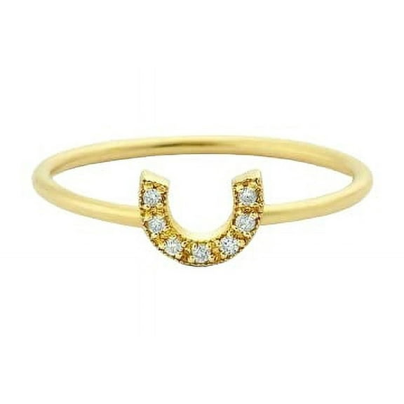 HeartsAndYou Horseshoe Engagement Ring for Women 0.5ct Round Cut Moissanite 18k Yellow Gold Over Silver