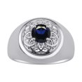 thumbnail image 1 of RYLOS Men's Rings Sterling Silver Designer Gypsy 7MM Round Gemstone & Diamond Ring Sapphire September Birthstone Size 13, 1 of 6