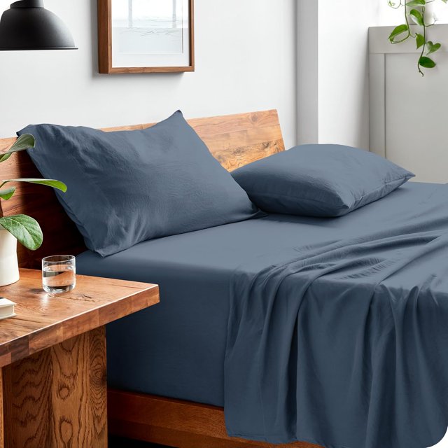 Washed King Sheet Set Premium UltraSoft Microfiber Bed Sheets Double Brushed Hypoallergenic Stain (King Washed Pebble Beach)