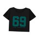 thumbnail image 3 of Camiseta corta con cuello redondo para mujer, moda femenina, para caminar durante las vacaciones S, 3 of 7