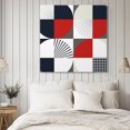 thumbnail image 4 of Red Black Geometric Wall Art Painting on Canvas, Middle Century Modern Abstract Art Canvas Art Home Prints Wall Art Framed Modern Artwork for Living Room Bedroom Wall Decor 20x20in, 4 of 9
