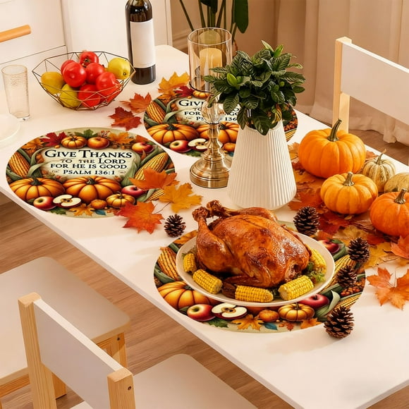 Manteles individuales multicolores con aislamiento térmico, manteles de mesa de silicona duraderos con costuras de doble cara, decoraciones festivas para reuniones de Acción de Gracias y fiestas