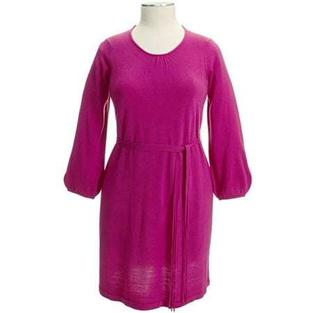 Women's Plus Belted Scoop Sweater Dress