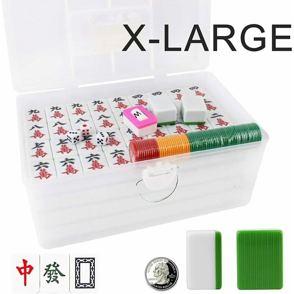 x-Large 广东大麻将 Chinese Guangdong Tiles Mahjong Set 144 Tiles 1.5 X 1.2 X 0.9 in M40-1,