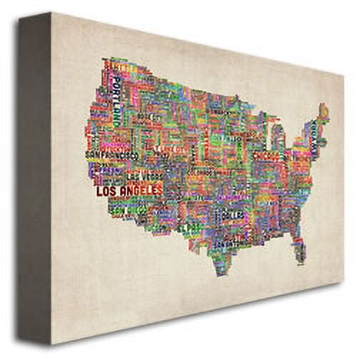Michael Tompsett 'US Cities Text Map VI' Canvas Art
