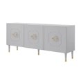 thumbnail image 6 of Inspired Home Kai Sideboard Buffet 3 Doors Brushed Finish Gold Handle and Leg Tip 3 Adjustable Shelves, Light Grey, 6 of 10