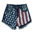 thumbnail image 7 of Women's Ripped Jeans Shorts Wide Leg Ripped American Flag Printed Denim High Waisted Frayed Hem Jeans Trendy Casual Shorts S-2XL, 7 of 7