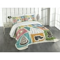 thumbnail image 3 of Ambesonne Vintage Quilted Bedspread Set 3 Pcs, Wedding Theme Poster, Queen Size, Multicolor, 3 of 5