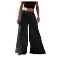 thumbnail image 2 of Lilgiuy Women's Solid Color High-waist Loose Women's Wide Leg Pants All Around Tummy Control Pants, 2 of 5