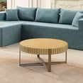 thumbnail image 6 of Kevinplus 31.5" Round Small Coffee Table, Handcraft Drum Coffee Table for Living Room, with Sturdy Pedestal,Natural Ash, 6 of 18