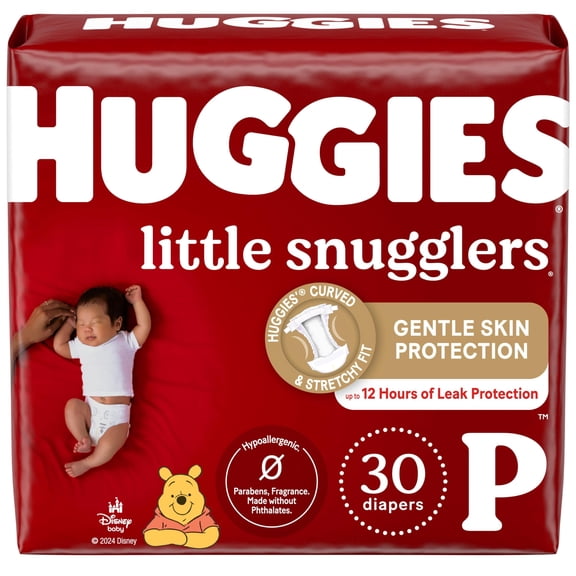 Huggies Newborn Diapers, Little Snugglers Baby Diapers, Size Preemie (up to 6 lbs), 30 Count C25