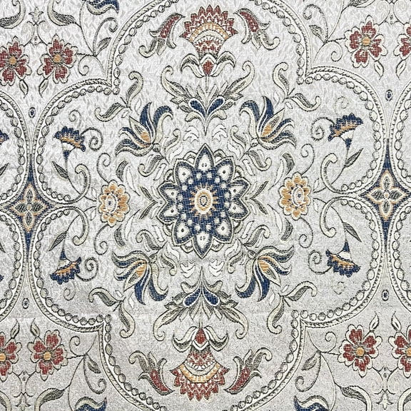 Decora Furnishings Moroccan Ornate Design Luxurious Classic Jacquard Fabric for Upholstery, Window Treatments, Craft Projects - Width 54 inches - Fabric by The Yard (Silver Rust)