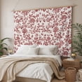 thumbnail image 3 of Farmhouse Red Tapestry for Bedroom Wall Hanging Tapestry, Vintage Flower Leaf Botanical Plant Ceiling Backdrop Tapestries Poster Blanket Wall Decor for Teens Room Living Room Dorm 55" x 73", 3 of 8