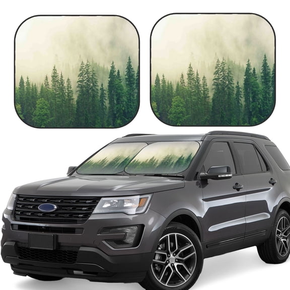 Naloa Fog Forest 2 Piece Foldable Car Sun Shades, Car Windshield Sunshade, Front Window Sunshade for Car, Truck, SUV - Small